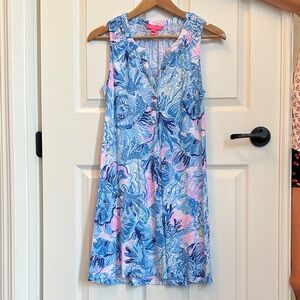 Lilly Pulitzer Small Sleeveless Blue & Pink Patterned Shift Dress